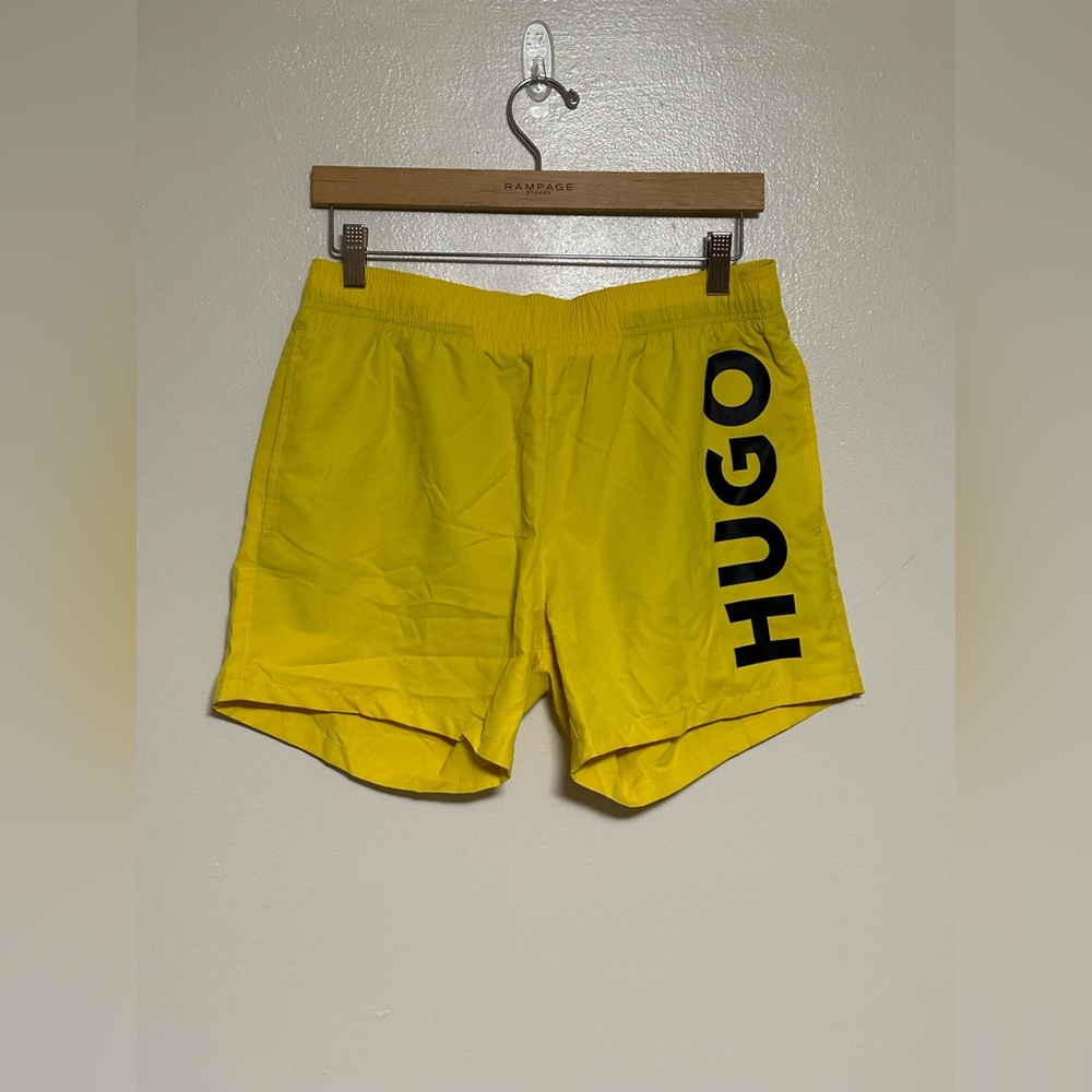 HUGO BOSS Men Yellow Swimwear Swim shorts Size Medium